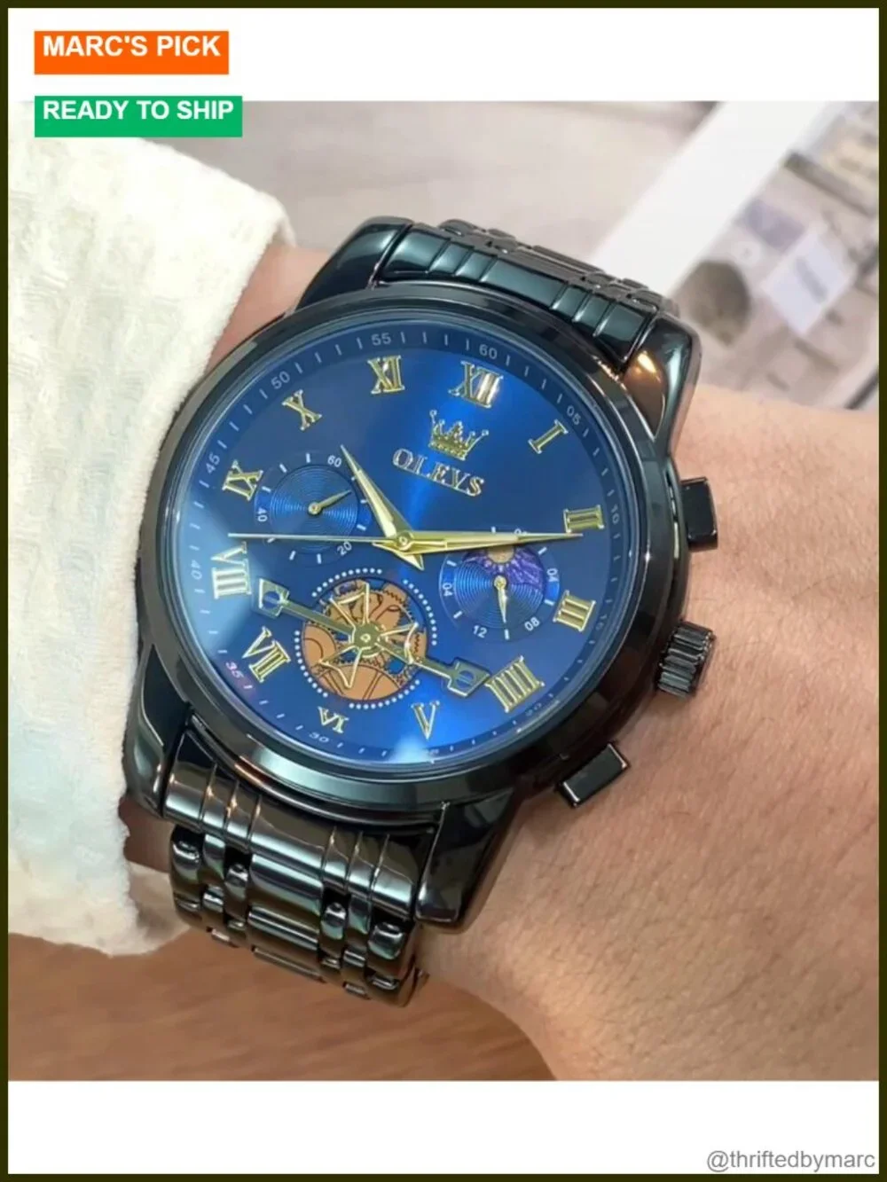Luxury Stainless Steel Dress Watch with Chronograph and Date